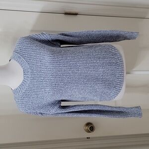 SO Size S Blue White Marled Long Sleeve Curved Hem Sweater, Gently Used Cond.